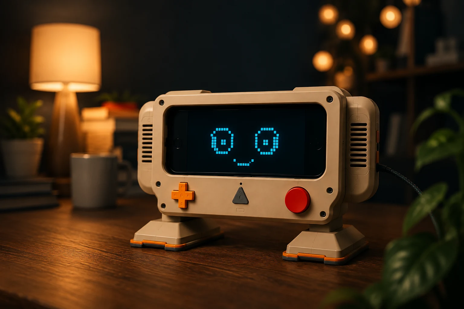 Q8-B1 robot companion on a desk